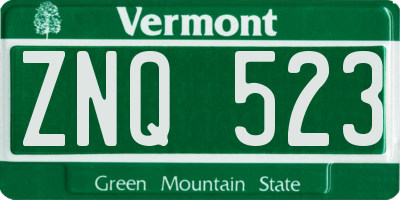 VT license plate ZNQ523
