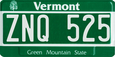 VT license plate ZNQ525