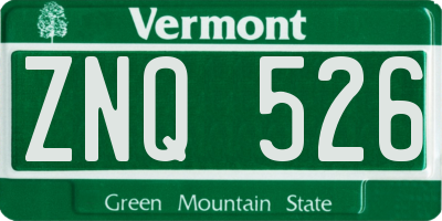 VT license plate ZNQ526