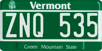 VT license plate ZNQ535