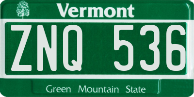 VT license plate ZNQ536