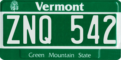 VT license plate ZNQ542