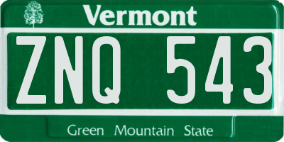 VT license plate ZNQ543