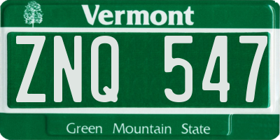 VT license plate ZNQ547