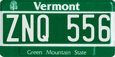 VT license plate ZNQ556