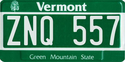 VT license plate ZNQ557