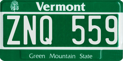 VT license plate ZNQ559