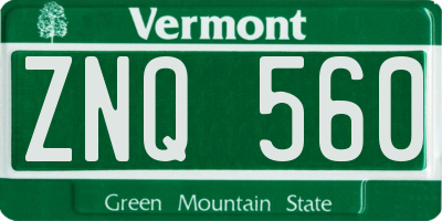 VT license plate ZNQ560