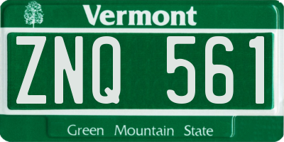 VT license plate ZNQ561