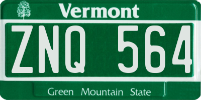 VT license plate ZNQ564
