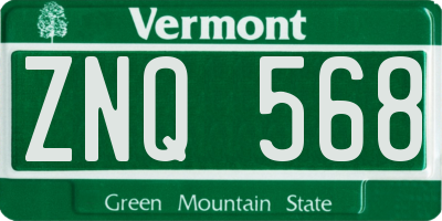 VT license plate ZNQ568