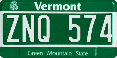 VT license plate ZNQ574