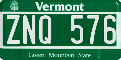 VT license plate ZNQ576