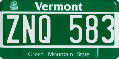 VT license plate ZNQ583