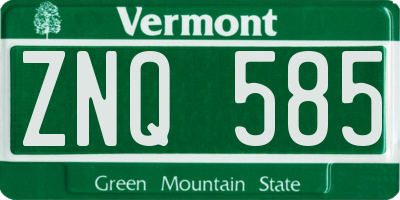 VT license plate ZNQ585