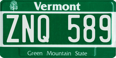 VT license plate ZNQ589