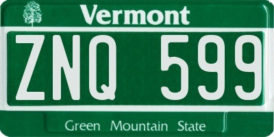 VT license plate ZNQ599