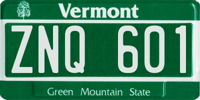 VT license plate ZNQ601