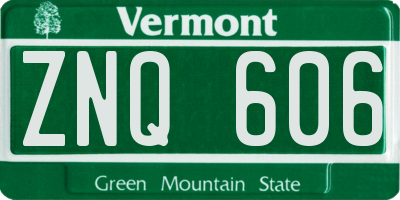 VT license plate ZNQ606