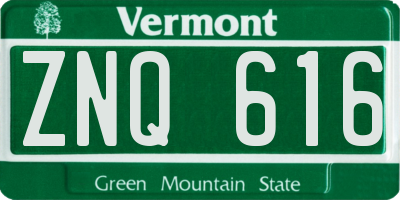 VT license plate ZNQ616