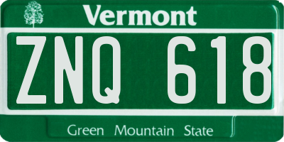 VT license plate ZNQ618