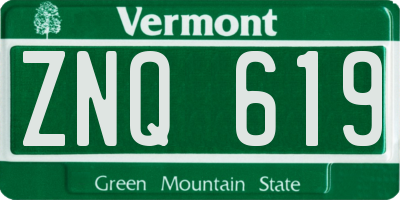 VT license plate ZNQ619