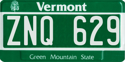 VT license plate ZNQ629