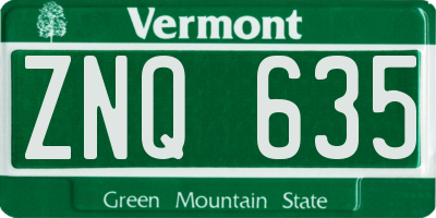 VT license plate ZNQ635