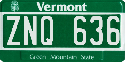 VT license plate ZNQ636