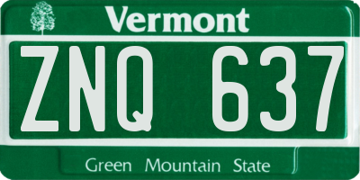 VT license plate ZNQ637