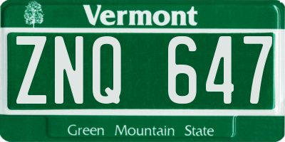 VT license plate ZNQ647