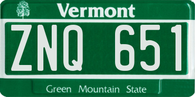 VT license plate ZNQ651