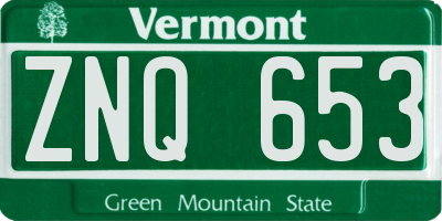 VT license plate ZNQ653