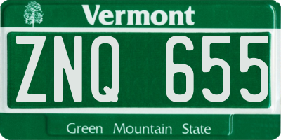 VT license plate ZNQ655
