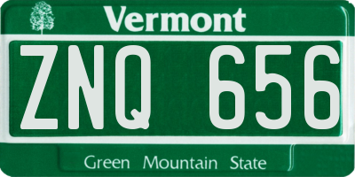 VT license plate ZNQ656