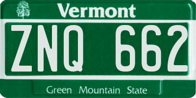VT license plate ZNQ662