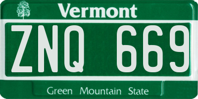 VT license plate ZNQ669