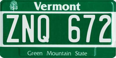 VT license plate ZNQ672