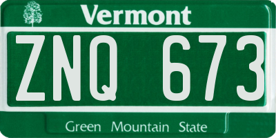 VT license plate ZNQ673
