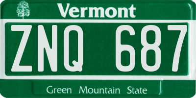 VT license plate ZNQ687