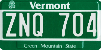 VT license plate ZNQ704