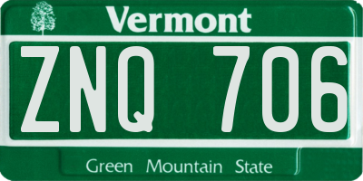 VT license plate ZNQ706