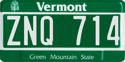 VT license plate ZNQ714