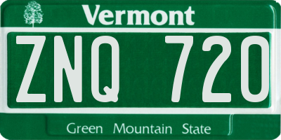 VT license plate ZNQ720