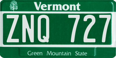 VT license plate ZNQ727