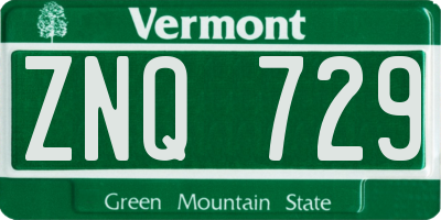 VT license plate ZNQ729