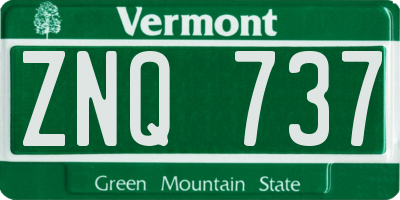 VT license plate ZNQ737
