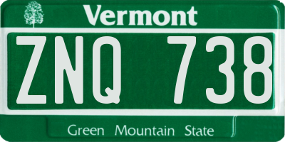 VT license plate ZNQ738