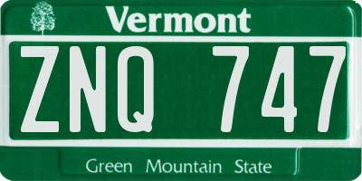 VT license plate ZNQ747
