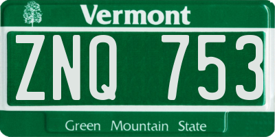 VT license plate ZNQ753
